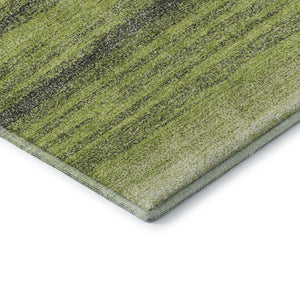 HomeRoots 8' Vibrant Lime Green, Gray & Ivory Striped Washable Round Rug with UV Protection for Any Space 681128