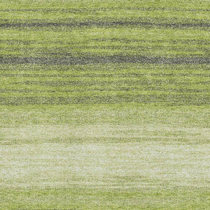 HomeRoots 8' X 10' Stylish Lime Green, Gray & Ivory Striped Washable Area Rug with UV Protection & Stain Resistance 681129