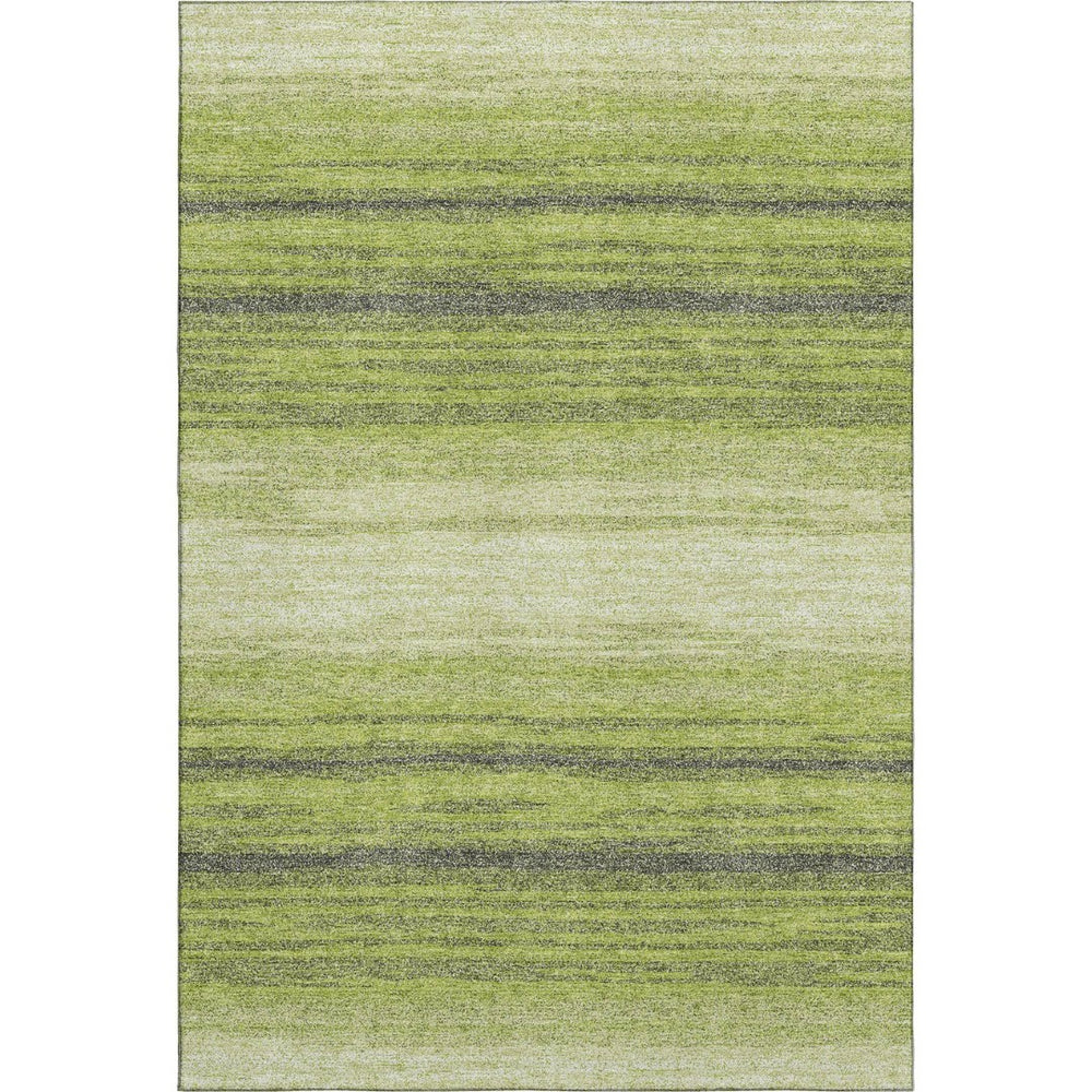 HomeRoots 9' X 12' Striped Washable Area Rug in Lime Green, Gray & Ivory - UV Resistant, Easy Care & Durable 681130