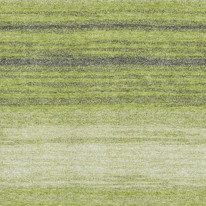 HomeRoots 9' X 12' Striped Washable Area Rug in Lime Green, Gray & Ivory - UV Resistant, Easy Care & Durable 681130
