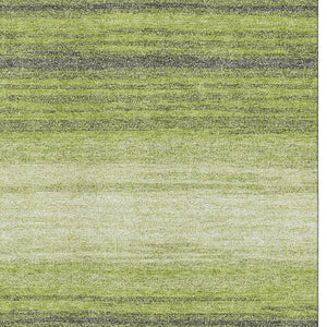 HomeRoots 10' Washable Lime Green Gray Ivory Striped Area Rug with UV Protection - Perfect for Active Homes 681131
