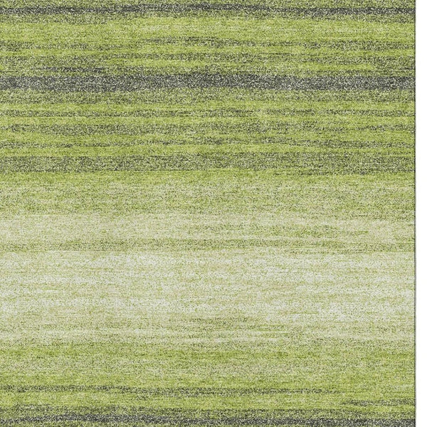 HomeRoots 10' Washable Lime Green Gray Ivory Striped Area Rug with UV Protection - Perfect for Active Homes 681131