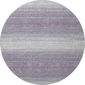 HomeRoots 8' Lavender and Ivory Striped Round Rug - Washable, UV Protected, Stain Resistant for Family Spaces 681134