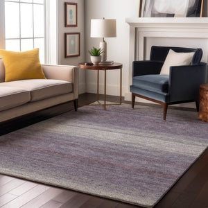 HomeRoots 8' X 10' Stylish Lavender & Ivory Striped Washable Area Rug with UV Protection for Any Room 681135