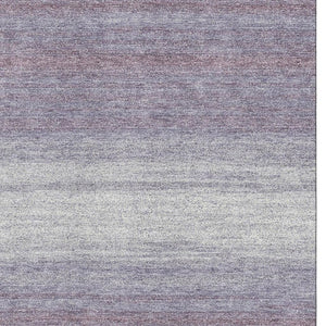 HomeRoots 10' X 14' Stylish Lavender & Ivory Striped Washable Area Rug with UV Protection for Easy Living 681137