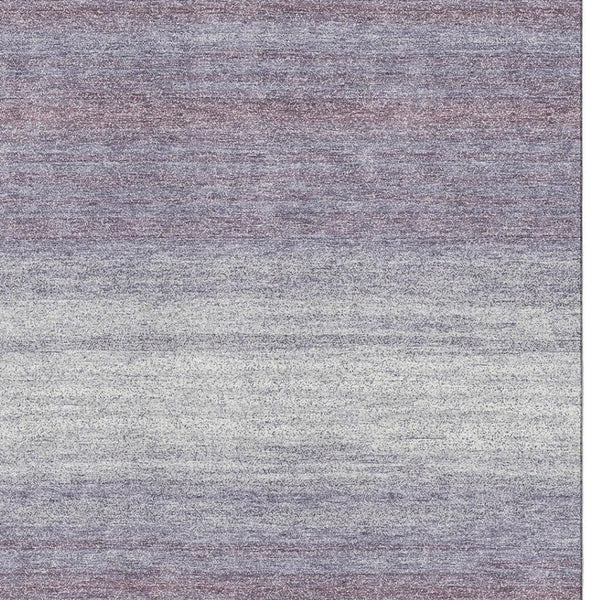 HomeRoots 10' X 14' Stylish Lavender & Ivory Striped Washable Area Rug with UV Protection for Easy Living 681137