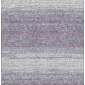 HomeRoots 10' X 14' Stylish Lavender & Ivory Striped Washable Area Rug with UV Protection for Easy Living 681137