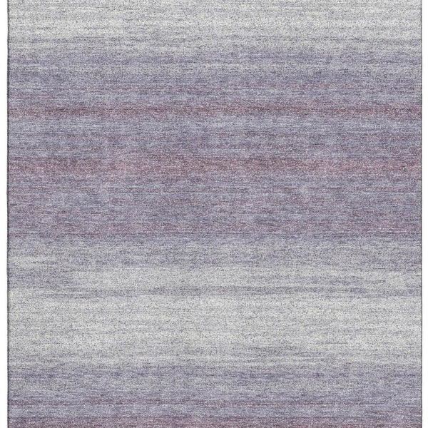 HomeRoots 10' X 14' Stylish Lavender & Ivory Striped Washable Area Rug with UV Protection for Easy Living 681137