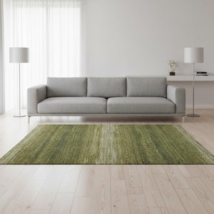 HomeRoots 5' X 8' Olive Green & Ivory Striped Area Rug - Washable, UV Protected, Stain Resistant Design for Homes 681139