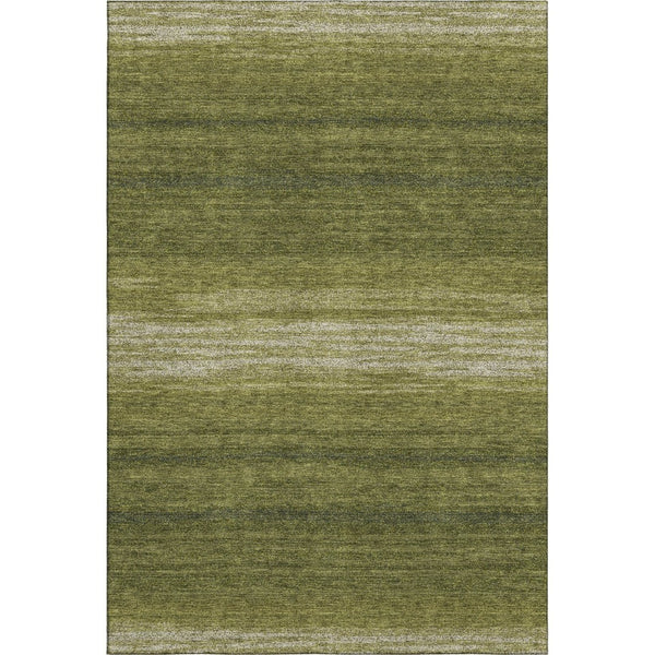 HomeRoots 5' X 8' Olive Green & Ivory Striped Area Rug - Washable, UV Protected, Stain Resistant Design for Homes 681139