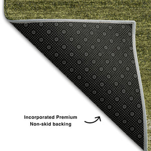HomeRoots 5' X 8' Olive Green & Ivory Striped Area Rug - Washable, UV Protected, Stain Resistant Design for Homes 681139