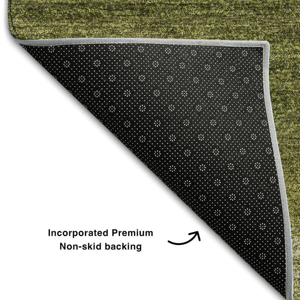 HomeRoots 5' X 8' Olive Green & Ivory Striped Area Rug - Washable, UV Protected, Stain Resistant Design for Homes 681139