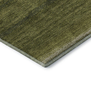 HomeRoots 5' X 8' Olive Green & Ivory Striped Area Rug - Washable, UV Protected, Stain Resistant Design for Homes 681139