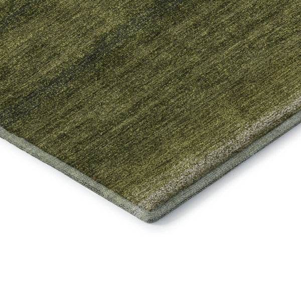 HomeRoots 5' X 8' Olive Green & Ivory Striped Area Rug - Washable, UV Protected, Stain Resistant Design for Homes 681139
