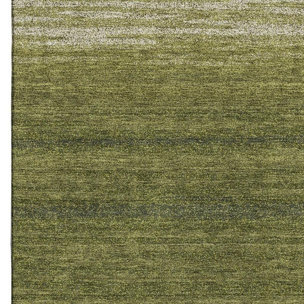 HomeRoots 5' X 8' Olive Green & Ivory Striped Area Rug - Washable, UV Protected, Stain Resistant Design for Homes 681139