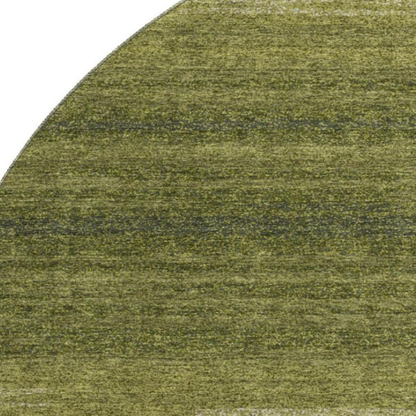 HomeRoots 8' Olive Green & Ivory Striped Washable Round Rug with UV Protection for Stylish, Family-Friendly Spaces 681140