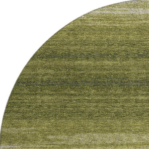 HomeRoots 8' Olive Green & Ivory Striped Washable Round Rug with UV Protection for Stylish, Family-Friendly Spaces 681140