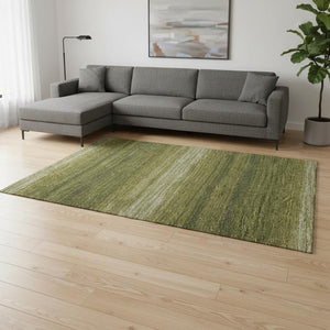 HomeRoots 8' X 10' Olive Green Striped Washable Area Rug with UV Protection for Kids, Pets & High-Traffic Areas 681141