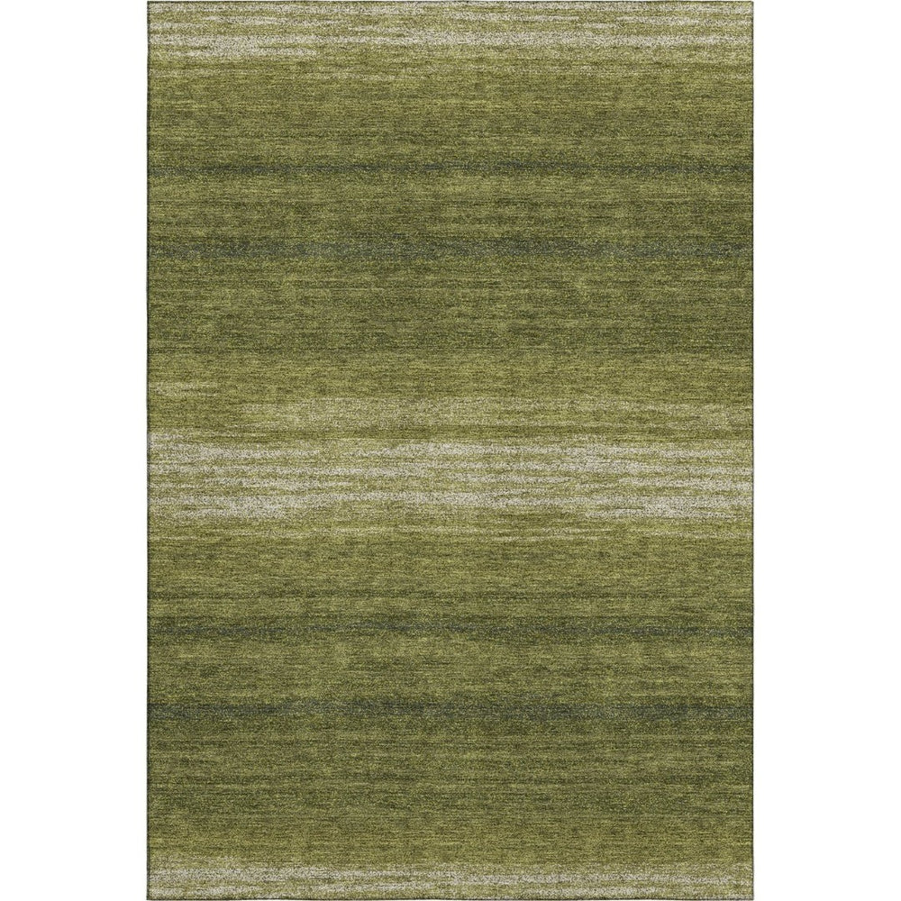 HomeRoots 8' X 10' Olive Green Striped Washable Area Rug with UV Protection for Kids, Pets & High-Traffic Areas 681141