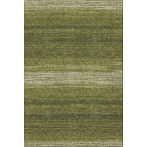 HomeRoots 10' X 14' Olive Green & Ivory Striped Washable Area Rug - Durable, UV Protected, Easy Care Design 681143
