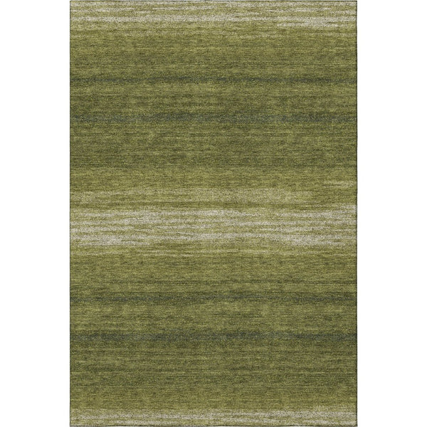 HomeRoots 10' X 14' Olive Green & Ivory Striped Washable Area Rug - Durable, UV Protected, Easy Care Design 681143