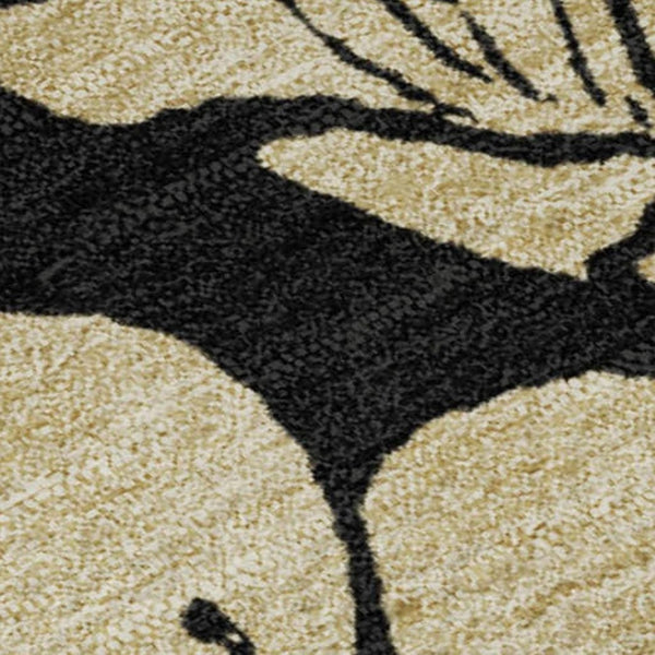 HomeRoots 5' X 8' Black and Wheat Floral Area Rug - Washable, UV Protected, Stain Resistant for Busy Homes 681145