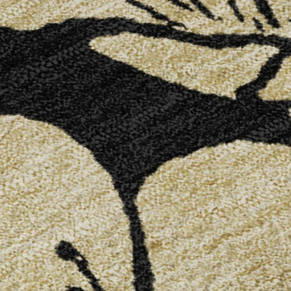 HomeRoots 9' X 12' Elegant Black & Wheat Floral Washable Area Rug - Stain Resistant, UV Protected & Stylish! 681148