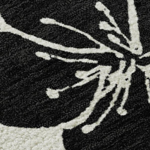 HomeRoots 5' X 8' Washable Ivory and Black Floral Area Rug with UV Protection - Ideal for Homes with Kids & Pets 681157