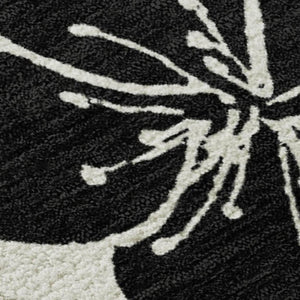 HomeRoots 8' X 10' Ivory And Black Floral Washable Area Rug - Durable, Stain-Resistant, UV Protected Design 681159