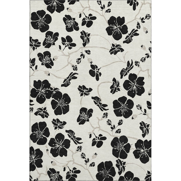 HomeRoots 10' X 14' Ivory Floral Area Rug - Stain-Resistant, Washable, UV Protected & Ideal for Family Spaces 681161