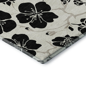HomeRoots 10' X 14' Ivory Floral Area Rug - Stain-Resistant, Washable, UV Protected & Ideal for Family Spaces 681161