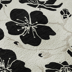 HomeRoots 10' X 14' Ivory Floral Area Rug - Stain-Resistant, Washable, UV Protected & Ideal for Family Spaces 681161