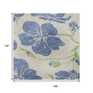 HomeRoots 9' X 12' Stylish Floral Washable Area Rug - Durable, UV Protected & Perfect for Homes with Kids & Pets 681166