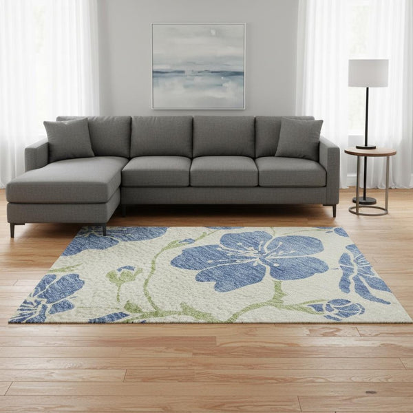 HomeRoots 9' X 12' Stylish Floral Washable Area Rug - Durable, UV Protected & Perfect for Homes with Kids & Pets 681166