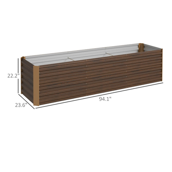 English Elm Outsunny Galvanized Steel Raised Garden Bed with Safety Edging for Herbs and Veggies W2225P174432
