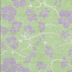 HomeRoots 5' X 8' Floral Washable Area Rug in Mint Green, Ivory & Lavender - UV Protected, Pet-Friendly Design 681169