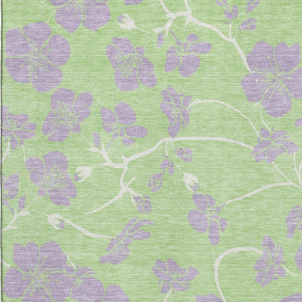 HomeRoots 5' X 8' Floral Washable Area Rug in Mint Green, Ivory & Lavender - UV Protected, Pet-Friendly Design 681169