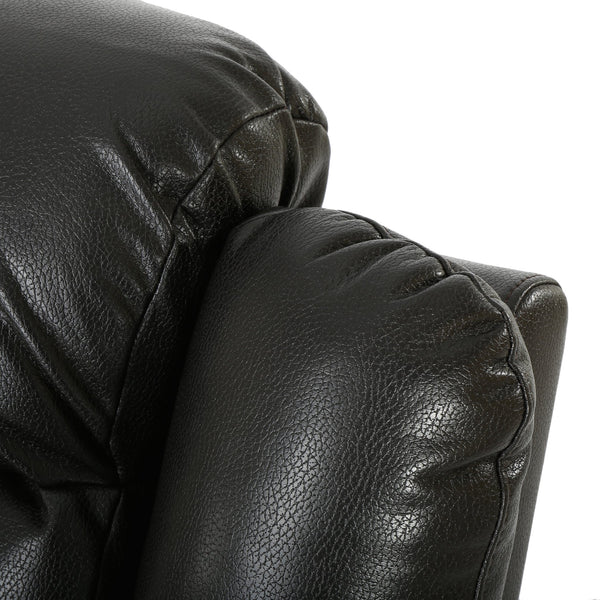 English Elm Christopher Knight Home® - Classic Design Recliner Black Berry PU Upholstery Glider Recliner Spacious Soft Seat Durable Frame Comfort N763P215170B