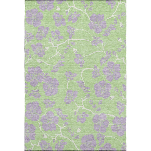 HomeRoots 8' X 10' Elegant Mint Green Floral Area Rug - Washable, UV Protected, Stain Resistant for Homes 681171