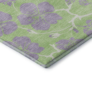 HomeRoots 8' X 10' Elegant Mint Green Floral Area Rug - Washable, UV Protected, Stain Resistant for Homes 681171