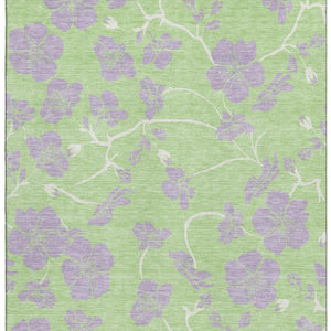 HomeRoots 8' X 10' Elegant Mint Green Floral Area Rug - Washable, UV Protected, Stain Resistant for Homes 681171