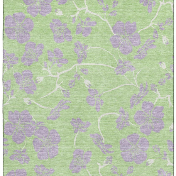 HomeRoots 8' X 10' Elegant Mint Green Floral Area Rug - Washable, UV Protected, Stain Resistant for Homes 681171