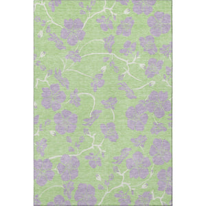 HomeRoots 8' X 10' Elegant Mint Green Floral Area Rug - Washable, UV Protected, Stain Resistant for Homes 681171