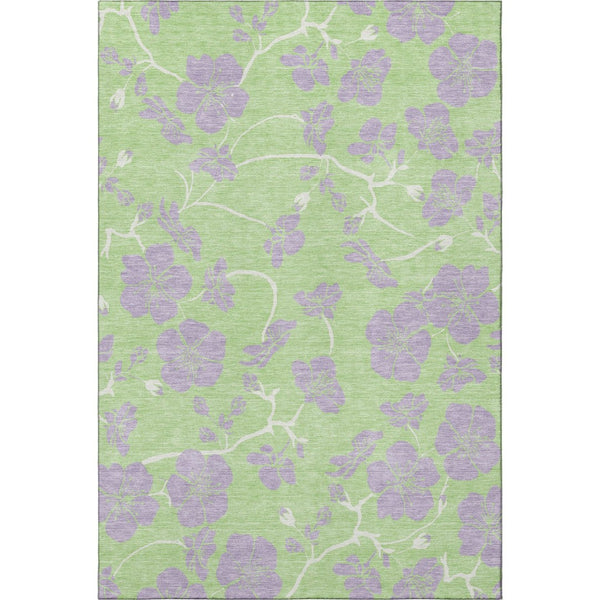 HomeRoots 8' X 10' Elegant Mint Green Floral Area Rug - Washable, UV Protected, Stain Resistant for Homes 681171