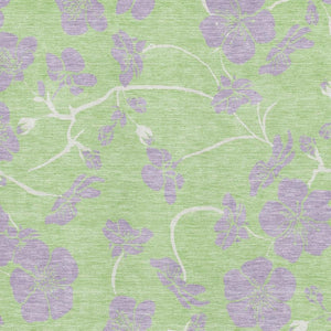 HomeRoots 9' X 12' Stunning Mint Green Floral Area Rug - Washable, UV Resistant, Perfect for Homes with Kids & Pets! 681172