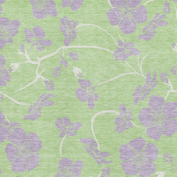 HomeRoots 9' X 12' Stunning Mint Green Floral Area Rug - Washable, UV Resistant, Perfect for Homes with Kids & Pets! 681172