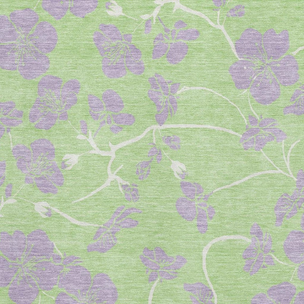 HomeRoots 10' X 14' Floral Area Rug in Mint Green, Ivory & Lavender - Washable, UV-Protected, Family-Friendly Decor! 681173