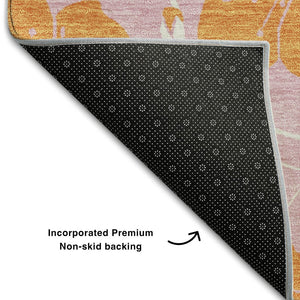 HomeRoots 10' X 14' Pink And Orange Floral Washable Area Rug - Durable, Stain-Resistant, UV Protected Elegance 681191