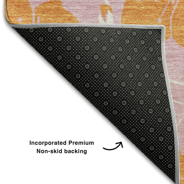 HomeRoots 10' X 14' Pink And Orange Floral Washable Area Rug - Durable, Stain-Resistant, UV Protected Elegance 681191