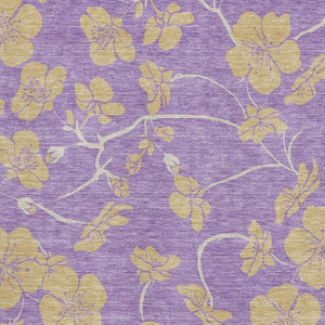 HomeRoots 5' X 8' Washable Purple and Gold Floral Area Rug with UV Protection – Perfect for Homes with Kids & Pets 681193